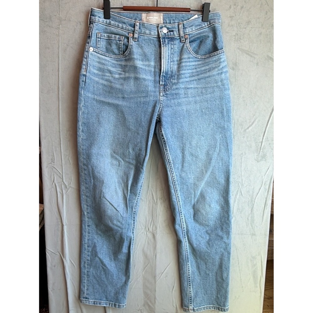 Everlane The Cheeky Jean Women 28 Crop Blue Light Wash Minimalist Straight Leg